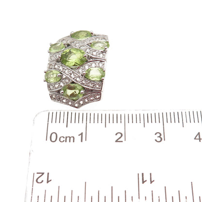 925 Sterling Silver Real Peridot & White Topaz Slide Charm Pendant