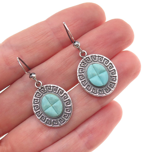 Bennard & Frances Dallasvuyaoma Old Pawn 925 Sterling Vintage Turquoise Earrings