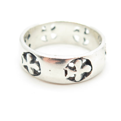 925 Sterling Silver Vintage Cross Band Ring Size 10.25
