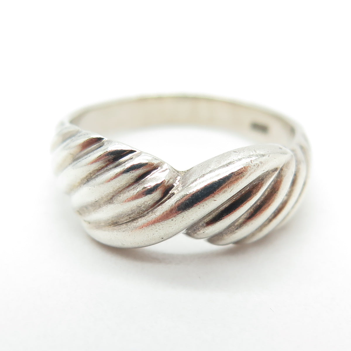 925 Sterling Silver Vintage Modernist Wavy Ring Size 6