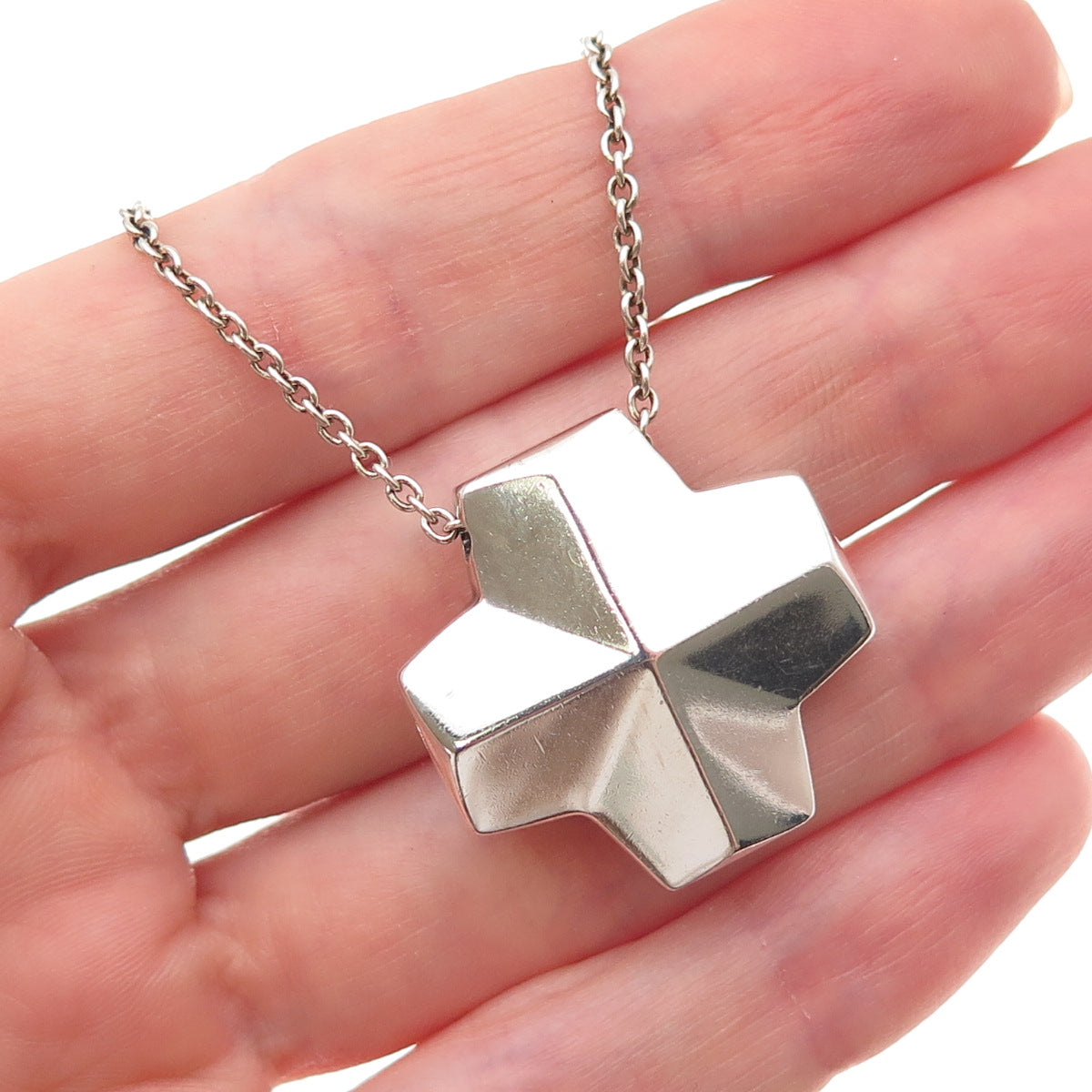 Robert Lee Morris 925 Sterling Silver Vintage Cross Cable Chain Necklace 16-18"