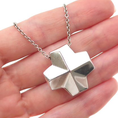 Robert Lee Morris 925 Sterling Silver Vintage Cross Cable Chain Necklace 16-18"