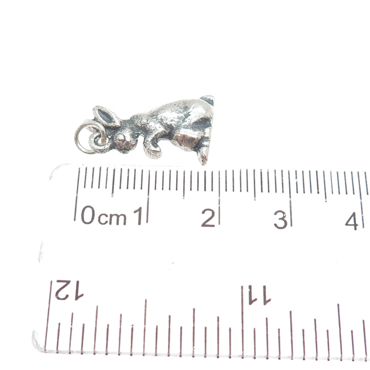 925 Sterling Silver Vintage Easter Bunny Oxidized Minimalist Charm Pendant