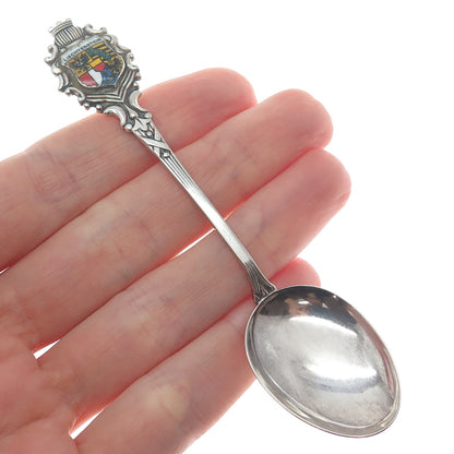 Silver Plated Vintage SF Germany Enamel Liechtenstein Coat of Arms Coffee Spoon