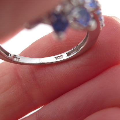 Chuck Clemency 925 Sterling Silver Real Tanzanite & White Topaz Ring Size 8.25