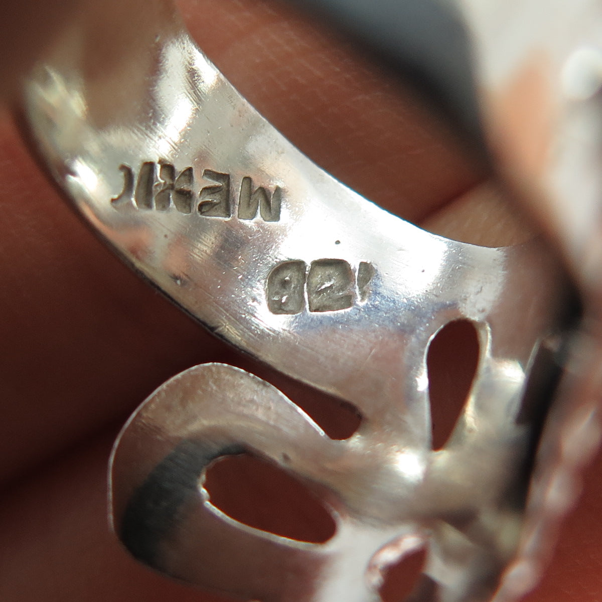 925 Sterling Silver Vintage Mexico Flower Blossom Bypass Ring Size 5.75