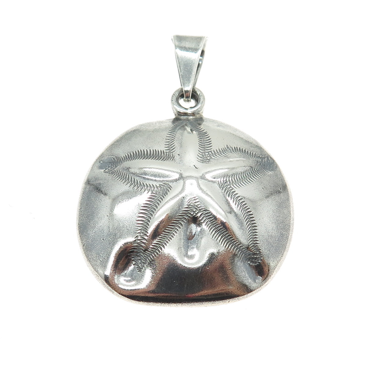 925 Sterling Silver Vintage Mexico Sand Dollar Oxidized Pendant