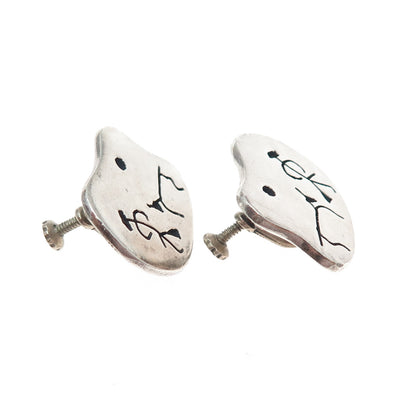 925 Sterling Silver Vintage Mexico Tribal Storyteller Oxidized Cufflinks