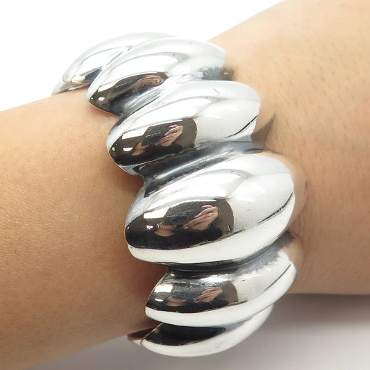 925 Sterling Silver Vintage Mexico Graduated Heavy Adjustable Bracelet 6"