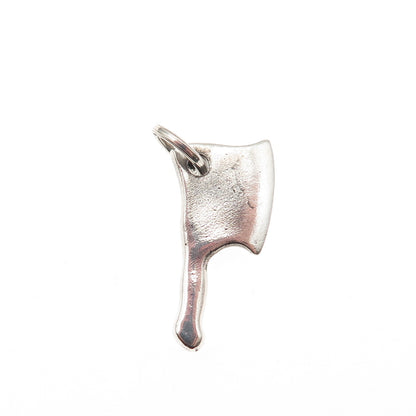 925 Sterling Silver Vintage Chef's Kitchen Knife Oxidized 3D Mini Charm Pendant