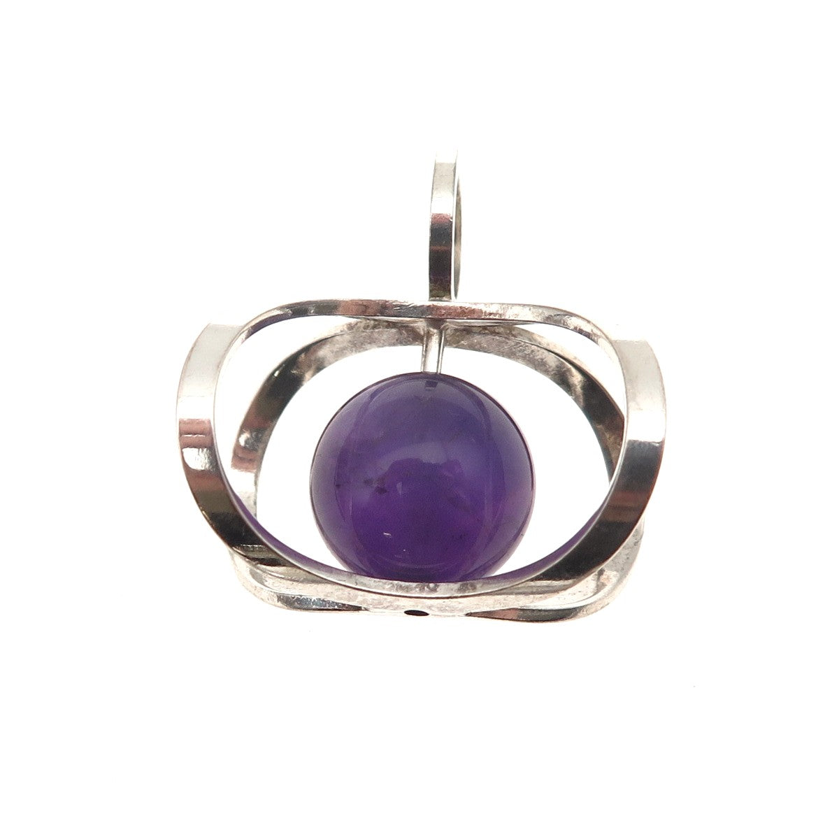 KUPITTAAN KULTA 925S Sterling Silver Vintage Finland Amethyst Modernist Pendant