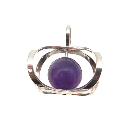 KUPITTAAN KULTA 925S Sterling Silver Vintage Finland Amethyst Modernist Pendant