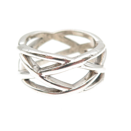 925 Sterling Silver Vintage Crisscross Ring Size 9.25