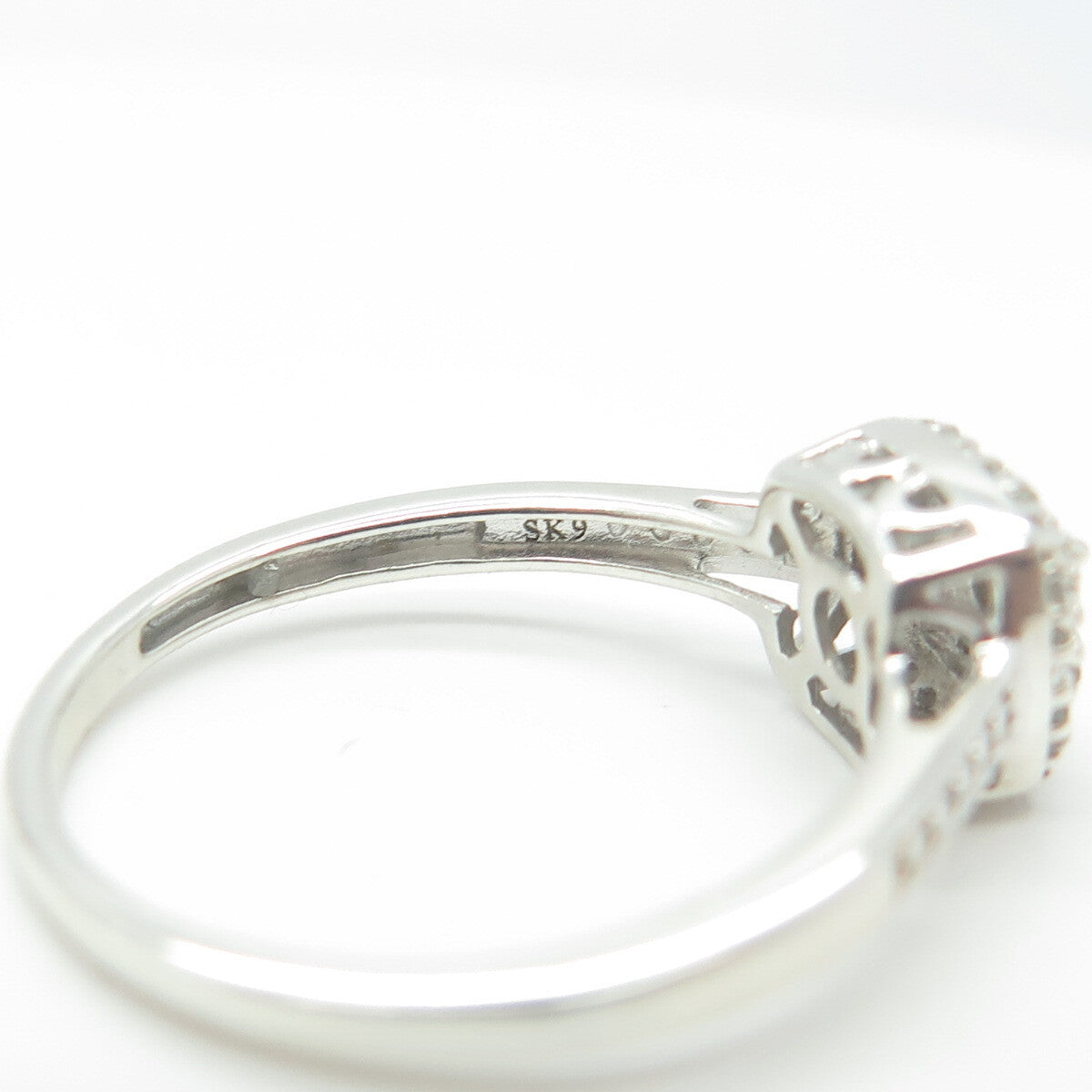 SK9 Allure Gems 925 Sterling Silver Real Round Diamond Engagement Ring Size 6.75
