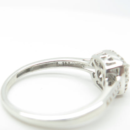 SK9 Allure Gems 925 Sterling Silver Real Round Diamond Engagement Ring Size 6.75