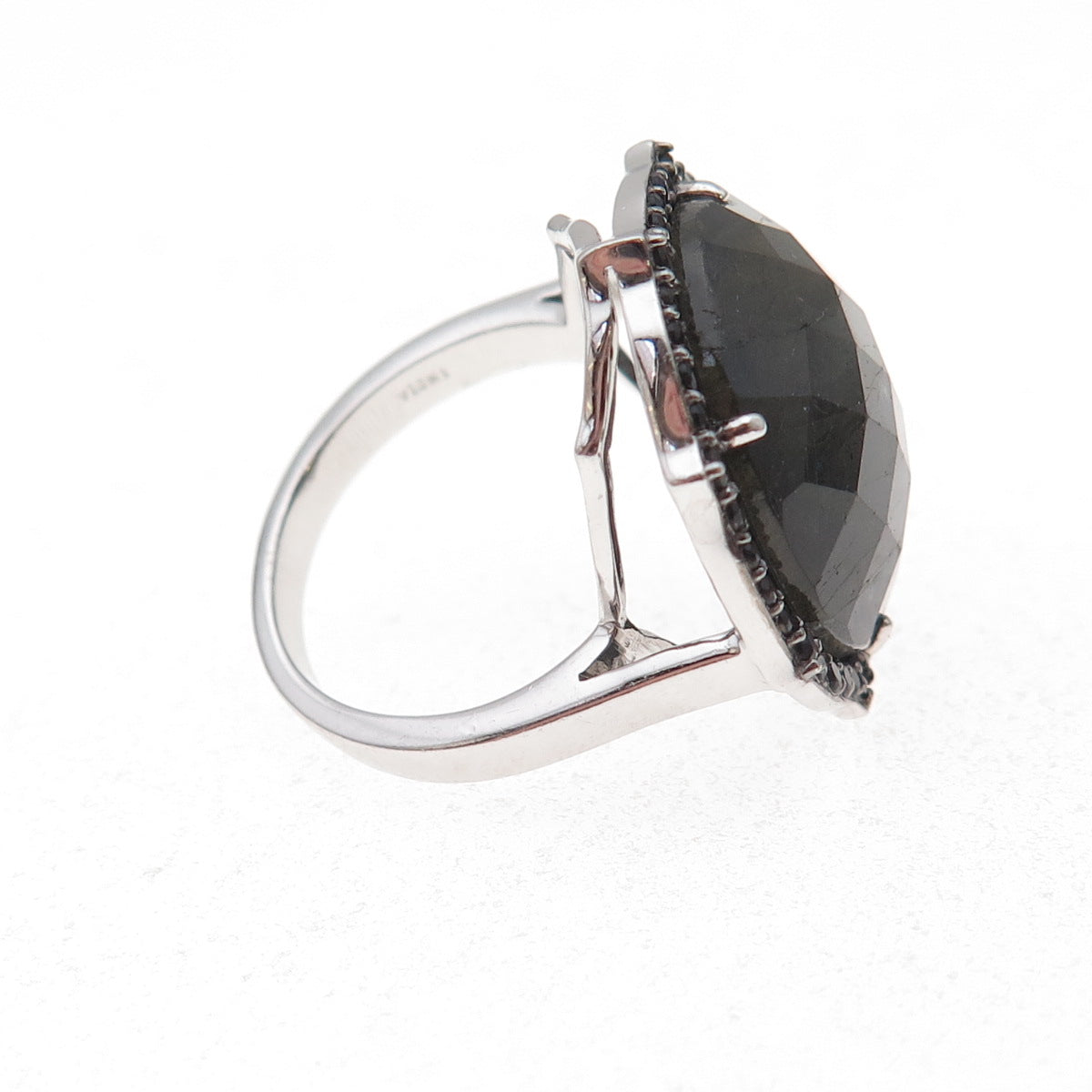 925 Sterling Silver Real Labradorite & Smoky Quartz Ring Size 6