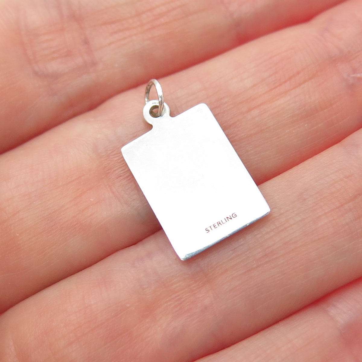 925 Sterling Silver Red Enamel I Think About Romance Minimalist Charm Pendant