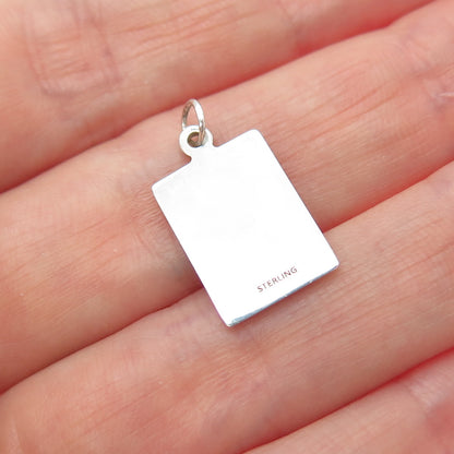 925 Sterling Silver Red Enamel I Think About Romance Minimalist Charm Pendant