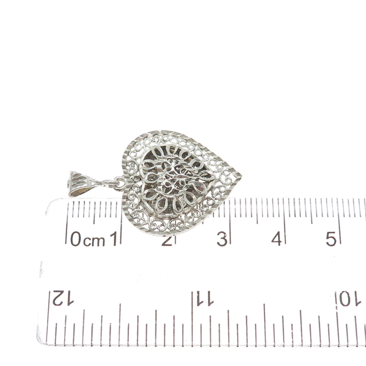 MORNING SUN 925 Sterling Silver Vintage Ornate Heart Charm Pendant