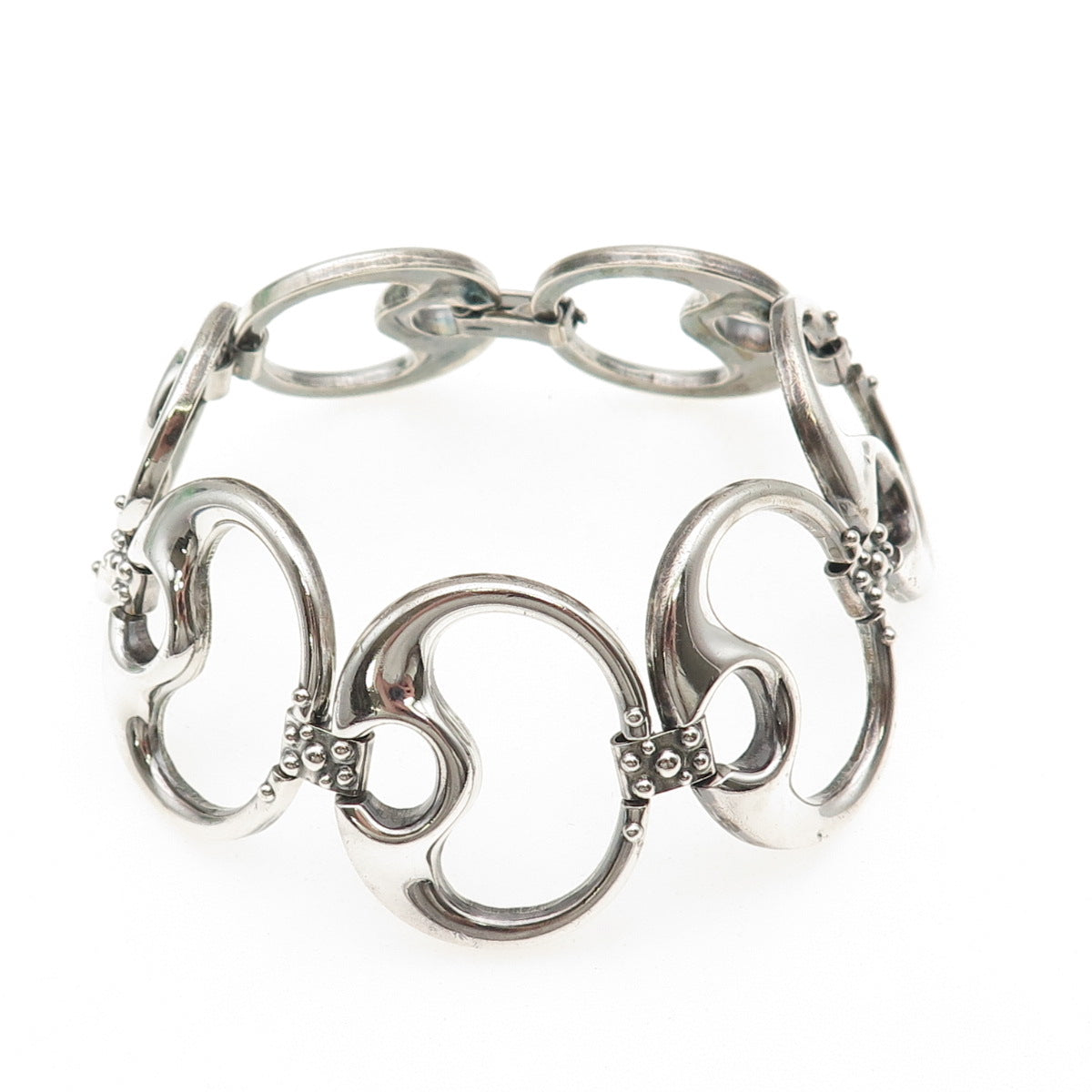 Rodi Wienenberger 925 Sterling Silver Vintage Modernist Panel Link Bracelet 7.5"