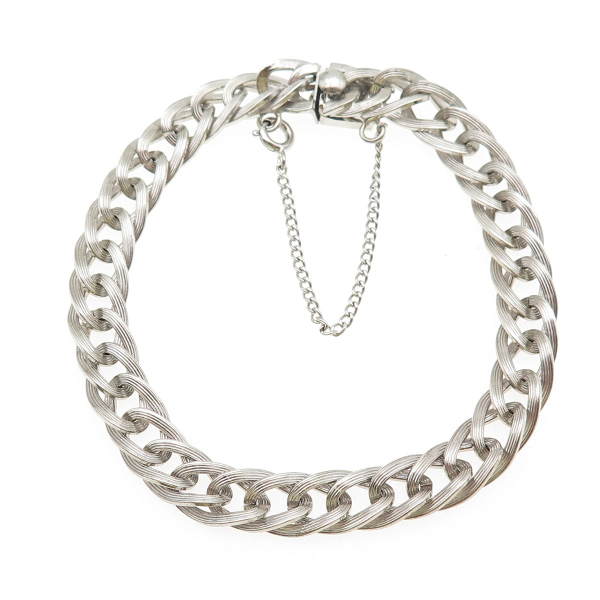 RHYTHM 925 Sterling Silver Antique Art Deco Oxidized Curb Link Bracelet 7"