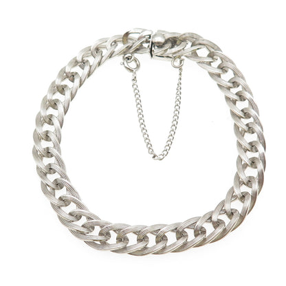 RHYTHM 925 Sterling Silver Antique Art Deco Oxidized Curb Link Bracelet 7"