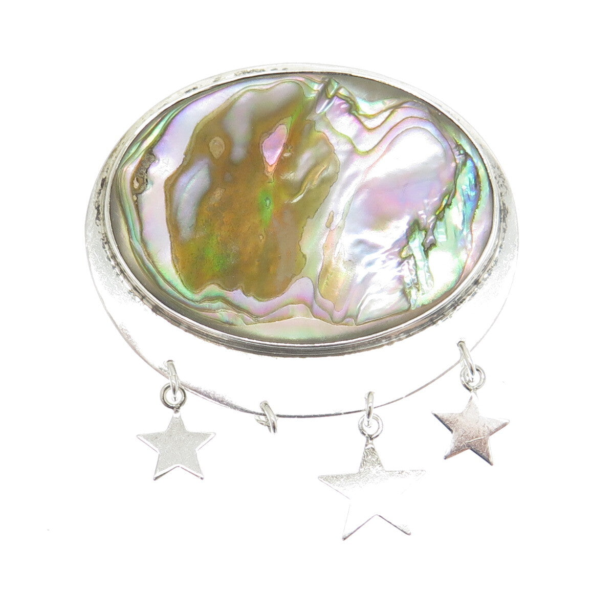 GFMW Great Falls Metal Works Sterling Silver Vintage Abalone Shell Star Brooch