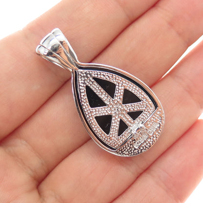 925 Sterling Silver Vintage Real Black Onyx Interchangeable Charm Pendant