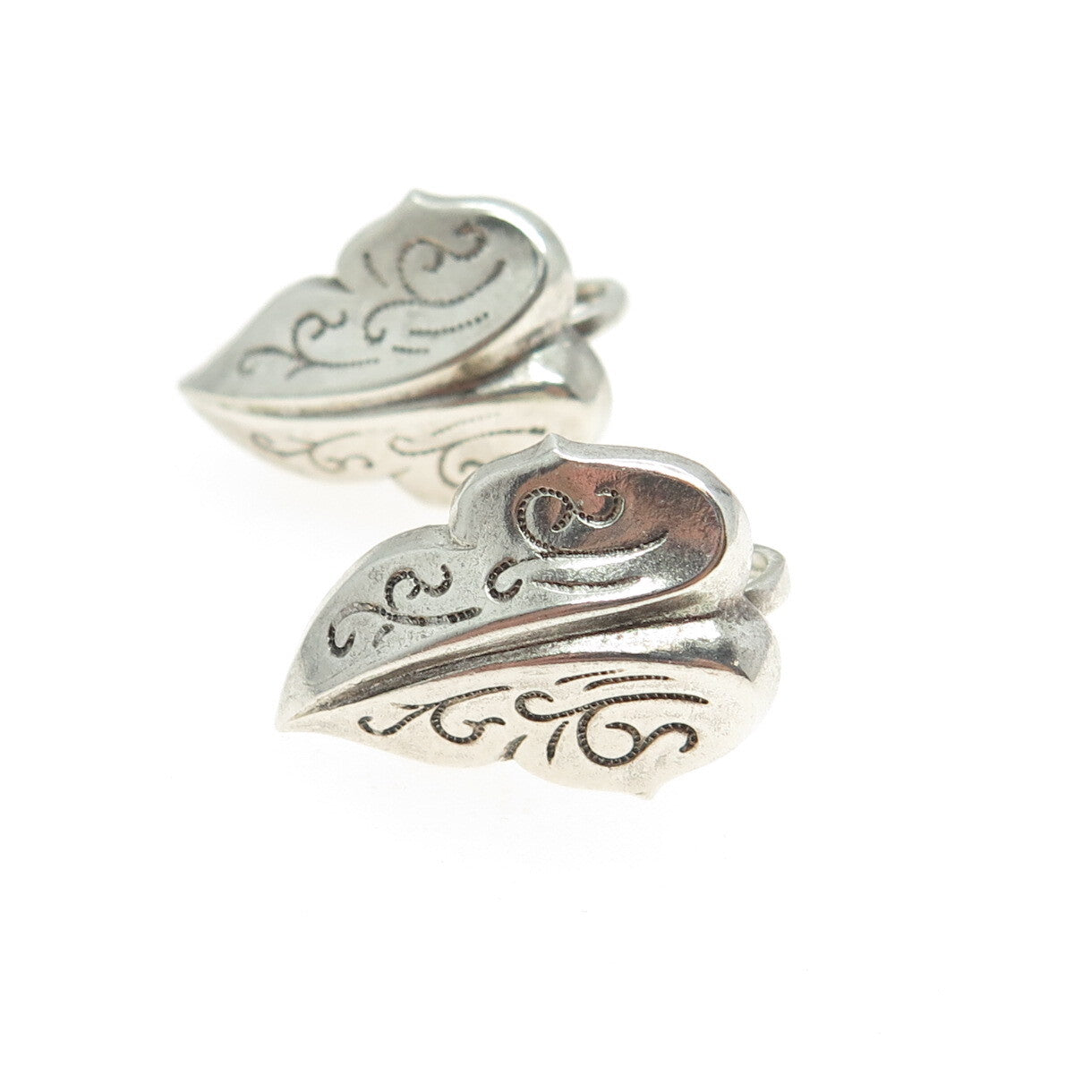 925 Sterling Silver Antique Art Deco Floral Leaf Screw Back Earrings