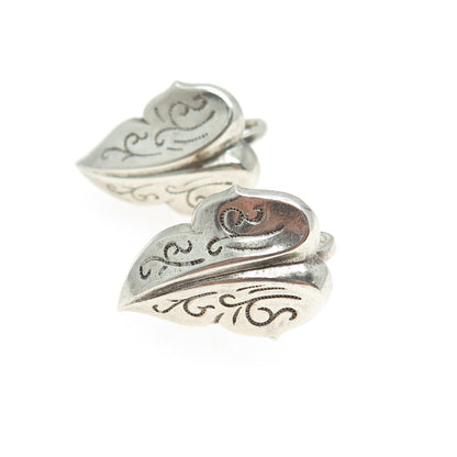 925 Sterling Silver Antique Art Deco Floral Leaf Screw Back Earrings