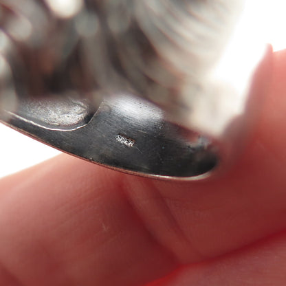 925 Sterling Silver Vintage Grizzly Bear Oxidized Ring Size 10