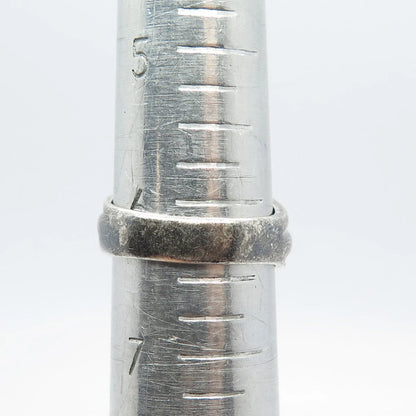 925 Sterling Silver Vintage Ribbed Ring Size 6.5