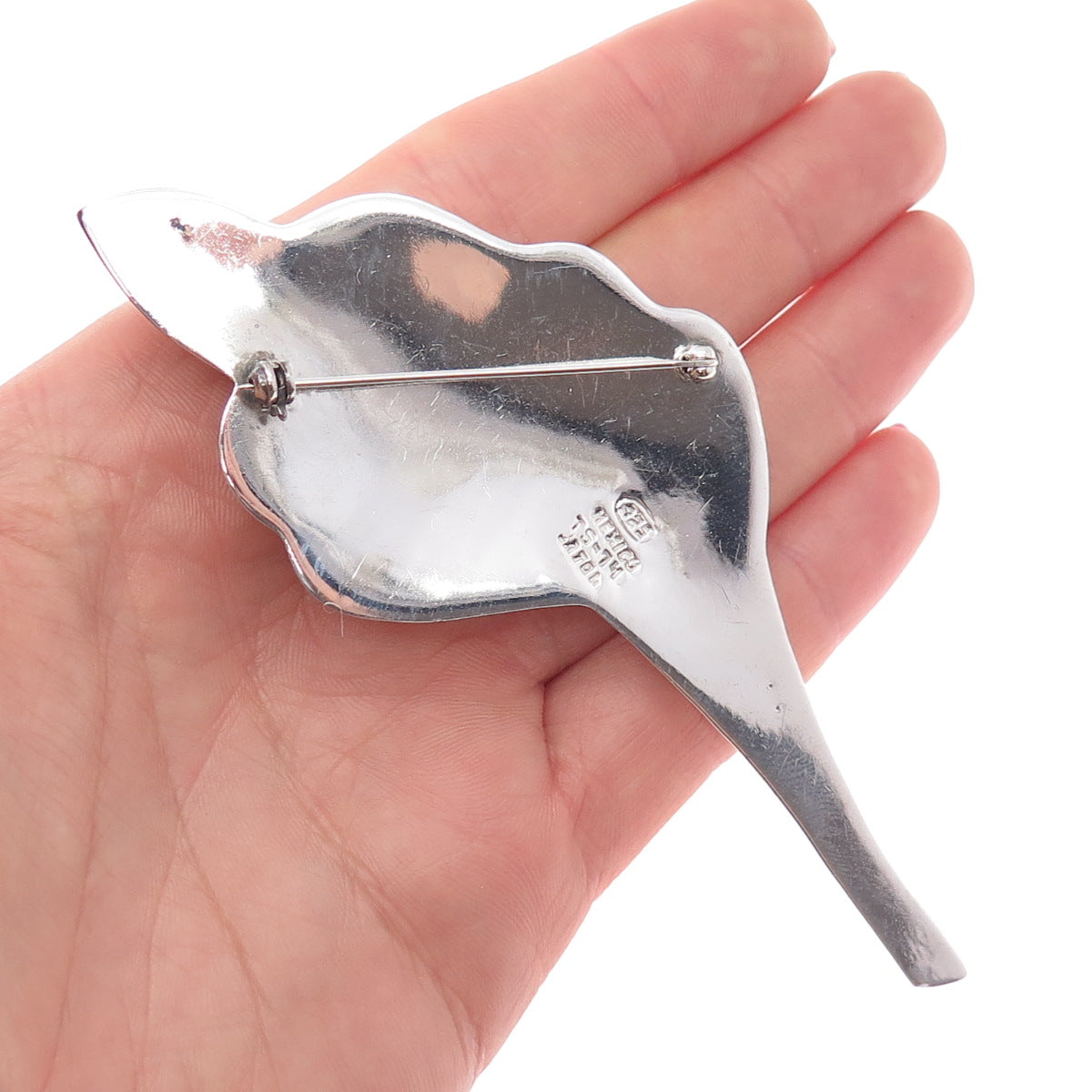 LATON 925 Sterling Silver 2-Tone Vintage Mexico Modernist Pin Brooch