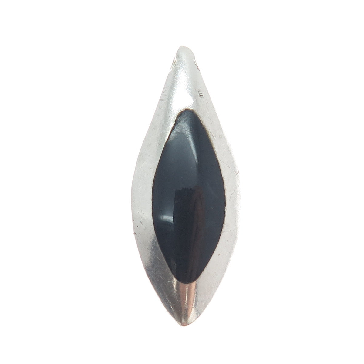 925 Sterling Silver Vintage Black Onyx Turquoise Gem Double Sided Slide Pendant