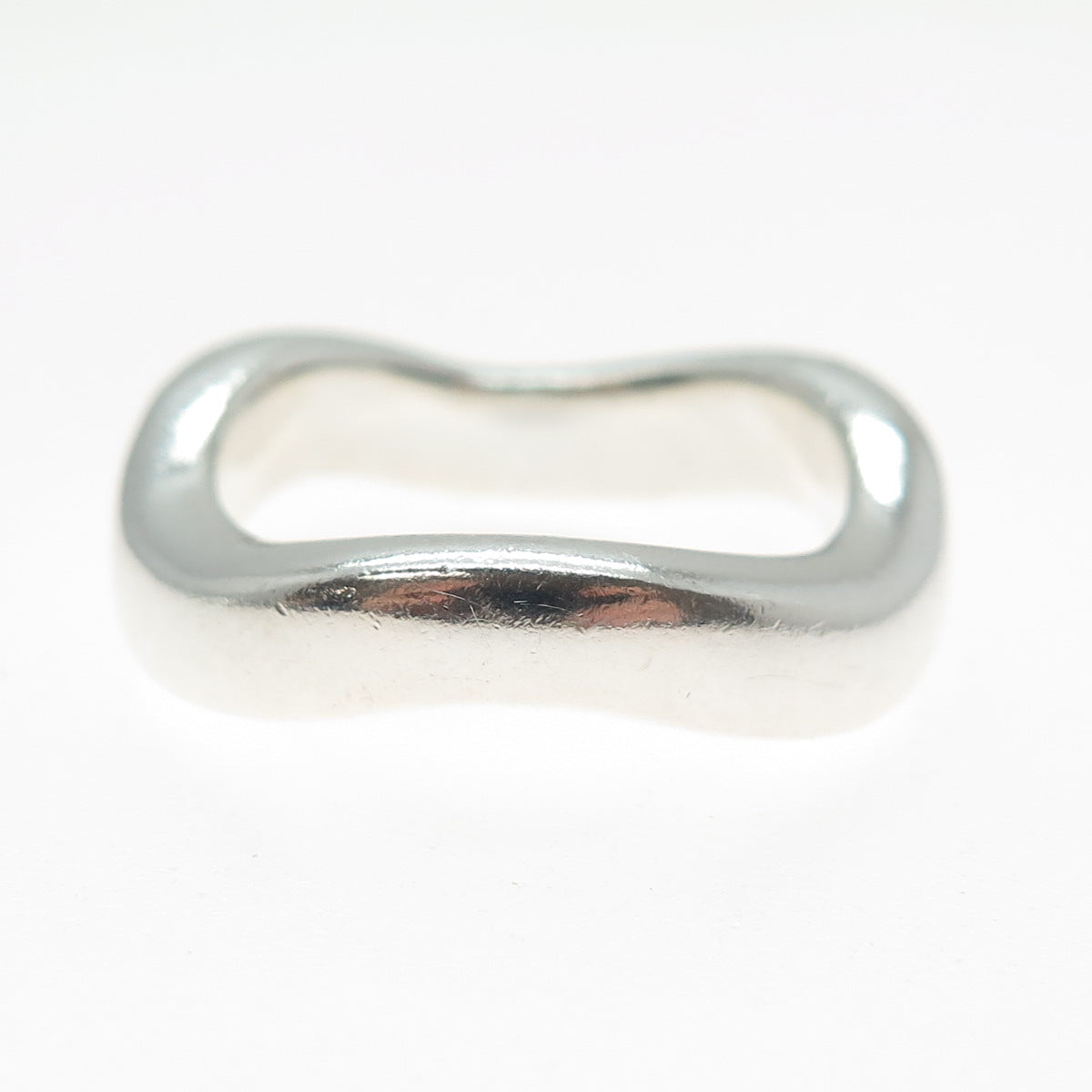 925 Sterling Silver Vintage Modernist Wavy Band Ring Size 10.75
