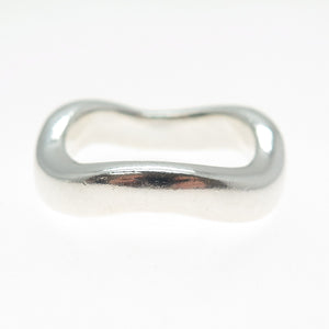 925 Sterling Silver Vintage Modernist Wavy Band Ring Size 10.75