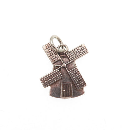 Sook 925 Sterling Silver Vintage Windmill Oxidized Mini Charm Pendant