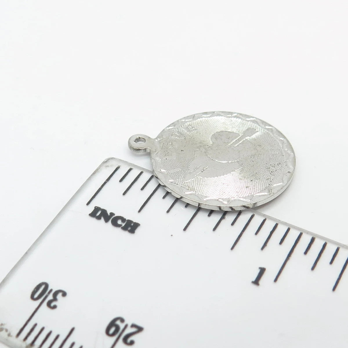 925 Sterling Silver Vintage "I Love You" Round Pendant