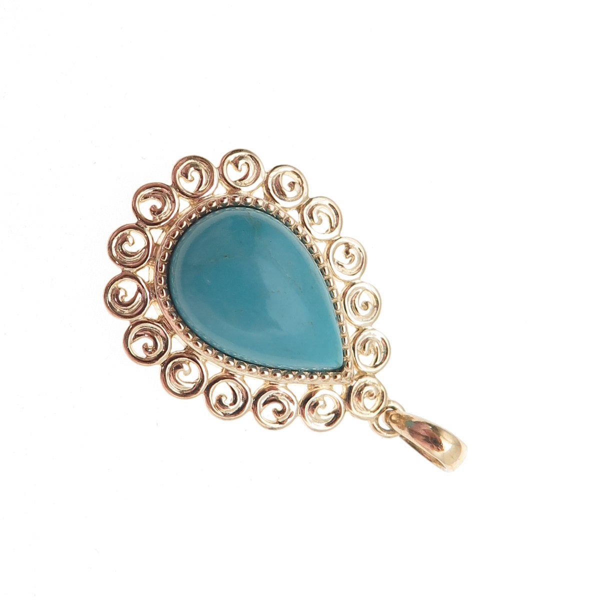 Ross Simons 925 Sterling Silver Gold Plated Vintage Real Turquoise Charm Pendant