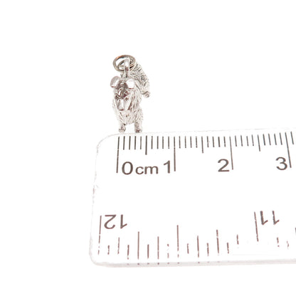 925 Sterling Silver Vintage Border Collie Dog 3D Mini Charm Pendant