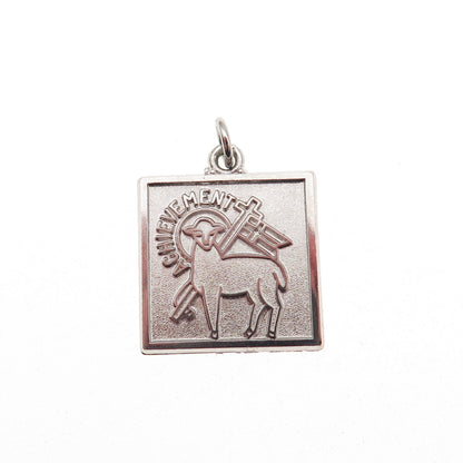 Antaya 925 Sterling Vintage Achievement Religious Cross & Ram Mini Charm Pendant