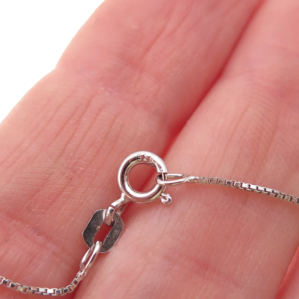 925 Sterling Silver Enamel Sun Face Box Chain Necklace 18"
