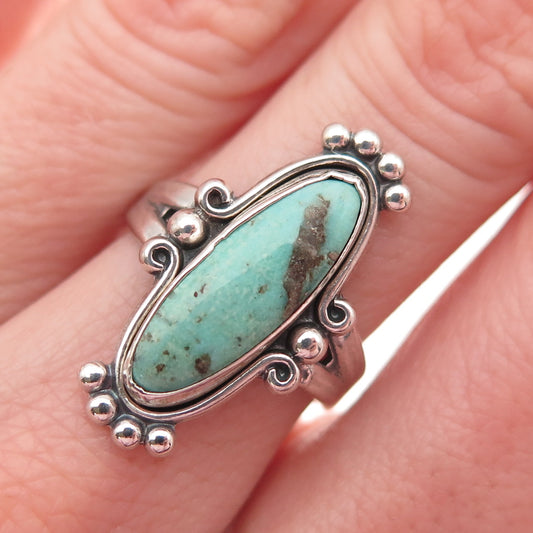 Bell Trading Post Old Pawn 925 Sterling Vintage Tyrone Turquoise Ring Size 6.5