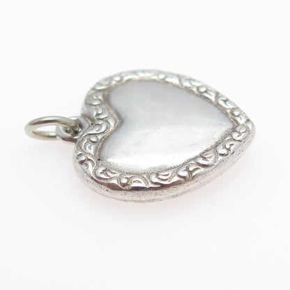 925 Sterling Silver Antique Art Deco Chatelaine Heart Minimalist Charm Pendant