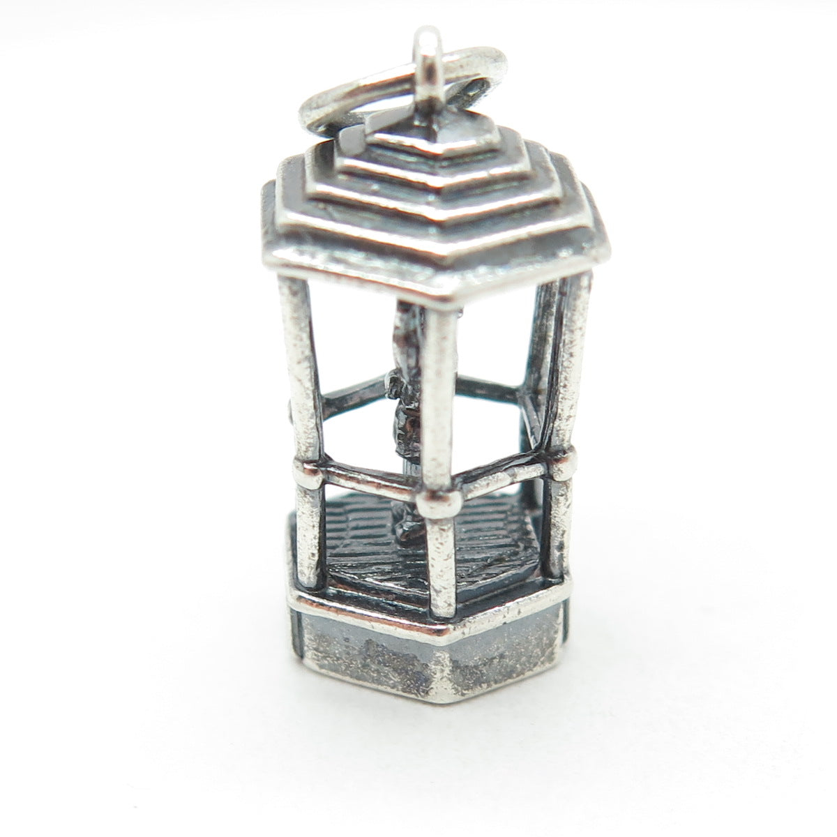 925 Sterling Silver Antique Art Deco "Keep Left" Traffic Controller Pendant