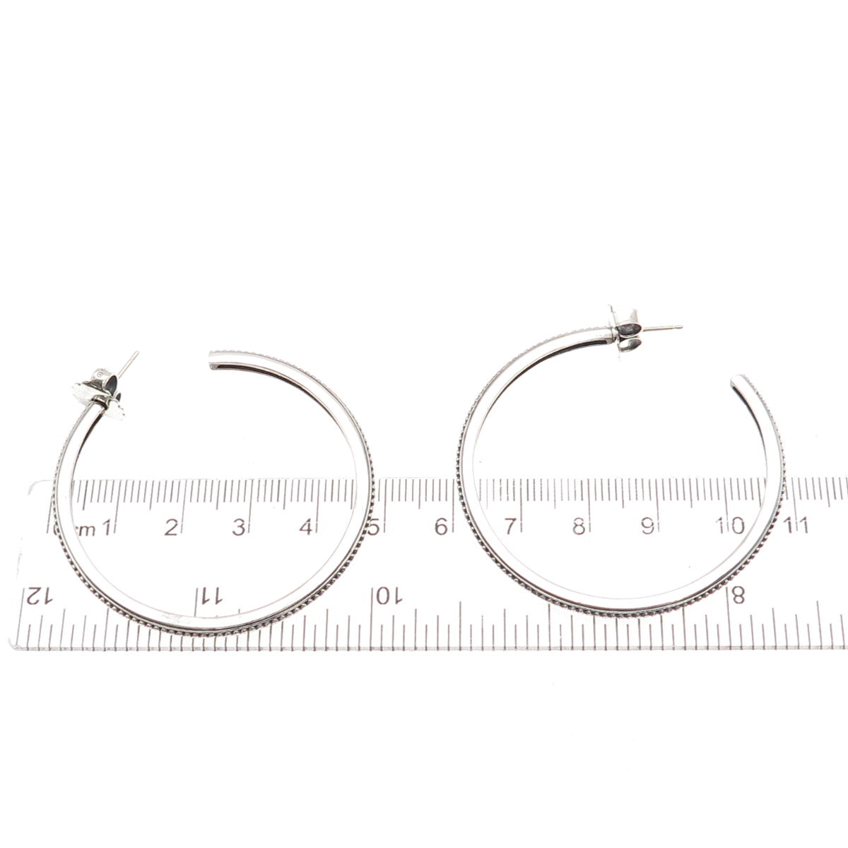 Slane & Slane 925 Sterling Silver Vintage Oxidized Beaded Hoop Earrings