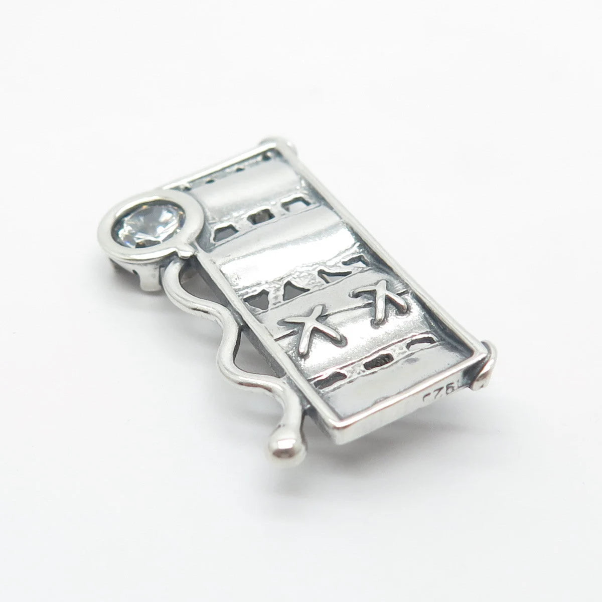 925 Sterling Silver Vintage Round-Cut C Z Modernist Pin Brooch