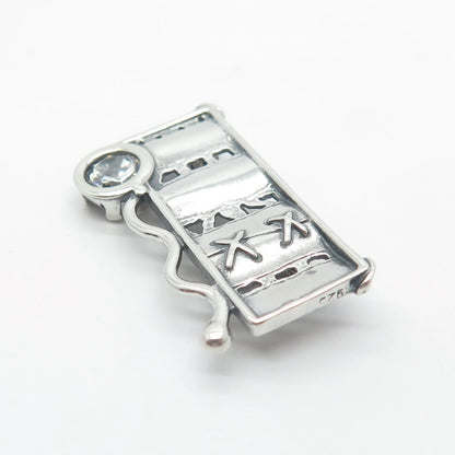 925 Sterling Silver Vintage Round-Cut C Z Modernist Pin Brooch