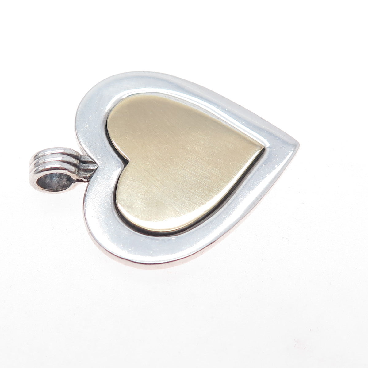 TIFFANY & CO. 925 Sterling Silver 18K Gold Vintage Engraved Heart Charm Pendant