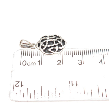 925 Sterling Silver Vintage Celtic Knot Oxidized Mini Charm Pendant